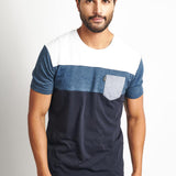 Polo Bloques Cuello Redondo Azul