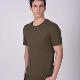 T-shirt Cuello Redondo Poket Verde Militar