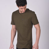 T-shirt Cuello Redondo Poket Verde Militar