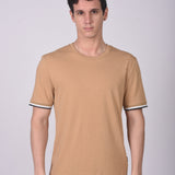 Polo Cuello Redondo Manga Corta Puño Rayas Camell