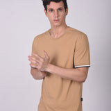 Polo Cuello Redondo Manga Corta Puño Rayas Camell