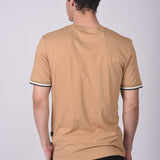 Polo Cuello Redondo Manga Corta Puño Rayas Camell