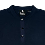 Polo Cuello Henley Manga Larga Azul