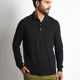 Pack 3 Polo Cuello Camisa Manga Larga Azul, Blanco y Negro