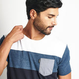Polo Bloques Cuello Redondo Azul
