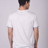 Polo Cuello Redondo Manga Corta Puño Rayas Blanco