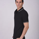 Polo Cuello Camisa Manga Corta Texturizado Ziper Blanco