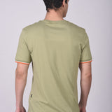 Polo Cuello Redondo Manga Corta Puño Rayas Verde