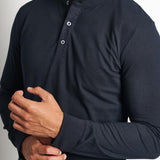 Polo Cuello Henley Manga Larga Azul