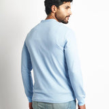 Polo Cuello Henley Manga Larga Celeste
