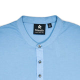 Polo Cuello Henley Manga Larga Celeste