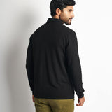 Polo Cuello Camisa Manga Larga Negro