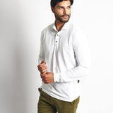 Polo Cuello Camisa Manga Larga Blanco