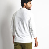 Polo Cuello Camisa Manga Larga Blanco