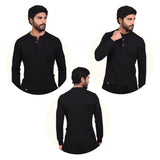 Pack de 3 Polos Cuello Henley Manga Larga Negros