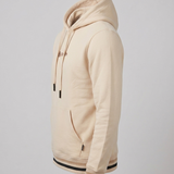 Polera Con Capucha Beige Pretina Rectilinea Jacquard