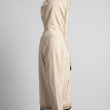 Polera Con Capucha Beige Pretina Rectilinea Jacquard