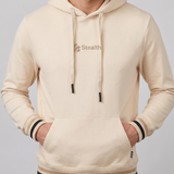 Polera Con Capucha Beige Pretina Tejida