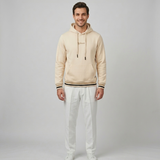Polera Con Capucha Beige Pretina Tejida