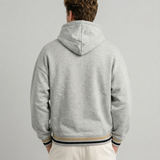 Polera Con Capucha Gris Pretina Tejida.