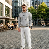 Polera Con Capucha Gris Pretina Tejida.