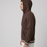 Polera Con Capucha Marron Pretina Tejida.