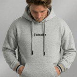Polera Con Capucha Gris Pretina Tejida.