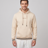 Polera Con Capucha Beige Pretina Rectilinea Jacquard