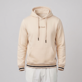 Polera Con Capucha Beige Pretina Rectilinea Jacquard