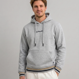Polera Con Capucha Gris Pretina Tejida.
