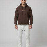 Polera Con Capucha Marron Pretina Tejida.