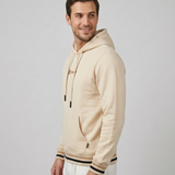 Polera Con Capucha Beige Pretina Tejida