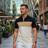 Polo Cuello Camisa Bloques Beige