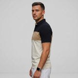 Polo Cuello Camisa Bloques Beige