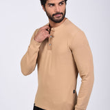 Polo Cuello Henley Manga Larga Camell