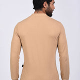 Polo Cuello Henley Manga Larga Camell