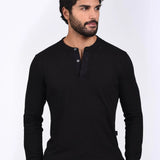 Pack de 3 Polos Cuello Henley Manga Larga Negros