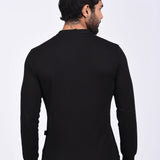 Polo Cuello Henley Manga Larga Negro