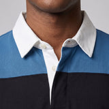Polo Cuello Camisa Bloques Algodon Hombre Acero