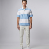 Polo Cuello Camisa Bloques Algodon Hombre Celeste