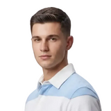 Polo Cuello Camisa Bloques Algodon Hombre Celeste