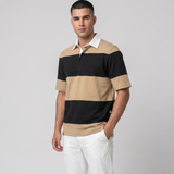 Polo Cuello Camisa Bloques Algodon Hombre Camel