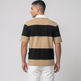 Polo Cuello Camisa Bloques Algodon Hombre Camel
