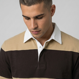Polo Cuello Camisa Bloques Algodon Hombre Camel