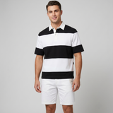 Polo Cuello Camisa Bloques Algodon Hombre Negro
