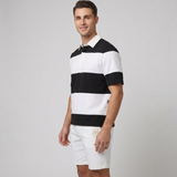 Polo Cuello Camisa Bloques Algodon Hombre Negro