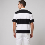 Polo Cuello Camisa Bloques Algodon Hombre Negro