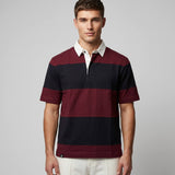 Polo Cuello Camisa Bloques Algodon Hombre Vino