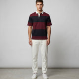 Polo Cuello Camisa Bloques Algodon Hombre Vino