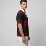 Polo Cuello Camisa Bloques Algodon Hombre Vino